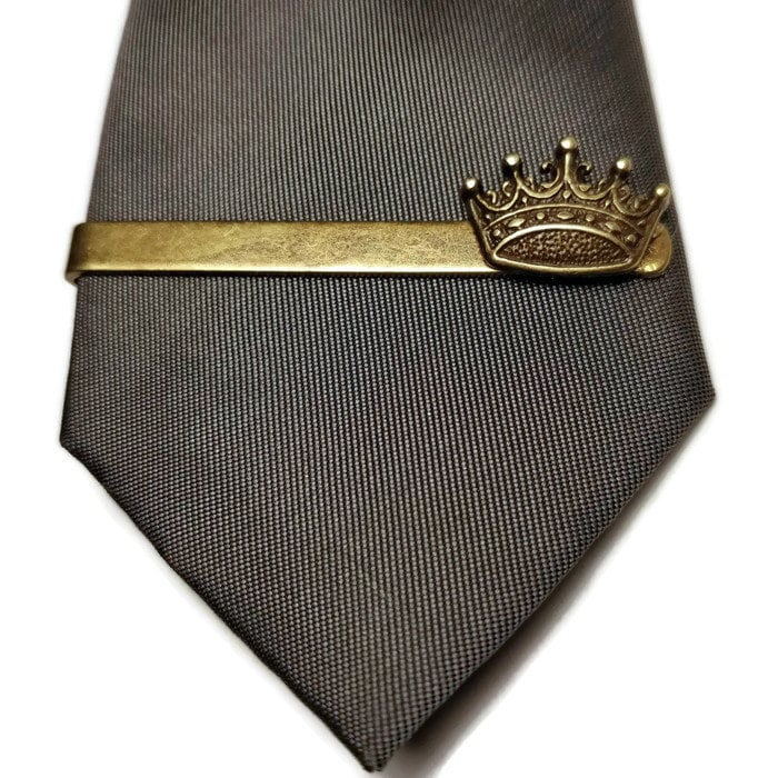 Bronze Crown Tie Clip, Tie Bar, Tie Pin - Tilted Trinket Designs