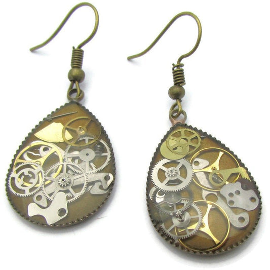 Buy Online Unique and High Quality Bronze Steampunk Drop Earrings Earrings - Tilted Trinket Designs