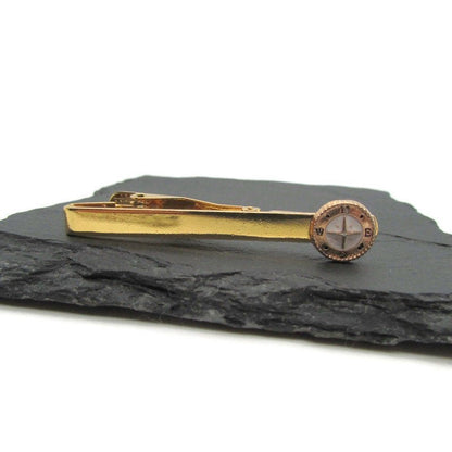 Buy Online Unique and High Quality Gold Compass Tie Clip, Explorer Navigator Tie Bar, Map Travel Gift, Adventure Treasure Map Compass Tack, Vintage Style, Gift for Him Man Men Tie Clip - Tilt