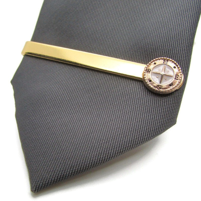 Buy Online Unique and High Quality Gold Compass Tie Clip, Explorer Navigator Tie Bar, Map Travel Gift, Adventure Treasure Map Compass Tack, Vintage Style, Gift for Him Man Men Tie Clip - Tilt