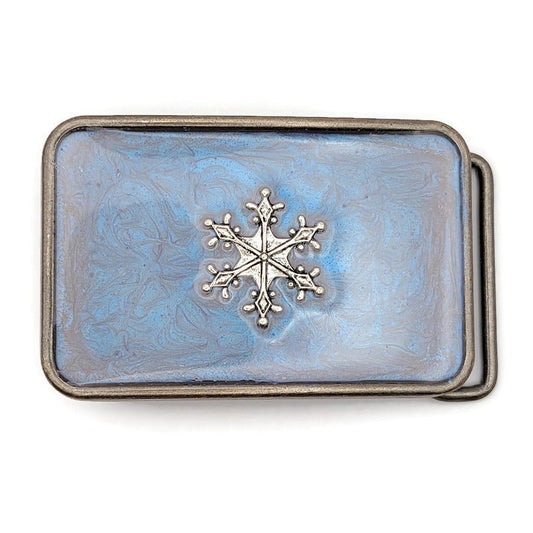 Iridescent Snowflake Belt Buckle - Tilted Trinket Designs