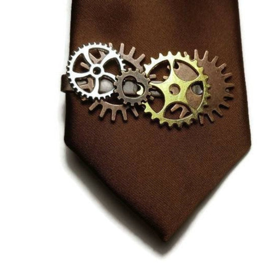 Buy Online Unique and High Quality Multi Colour Steampunk Tie Clip Tie Clip - Tilted Trinket Designs