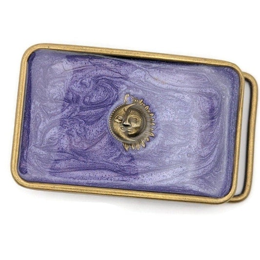 Purple Bronze Sun & Moon Belt Buckle - Tilted Trinket Designs