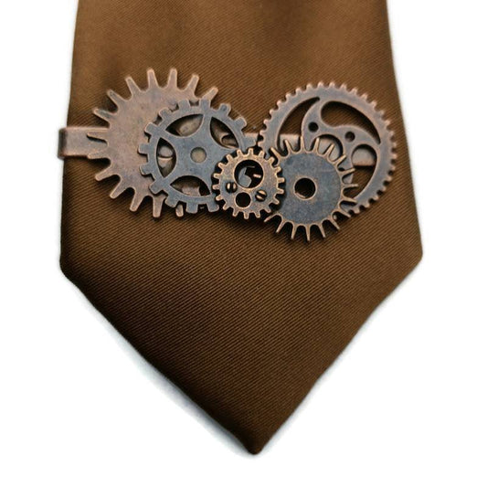 Buy Online Unique and High Quality Red Copper Steampunk Tie Clip Tie Clip - Tilted Trinket Designs