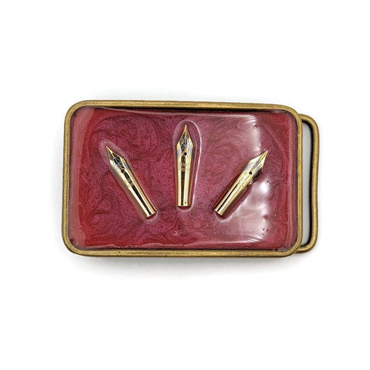 Red Pen Belt Buckle - Tilted Trinket Designs