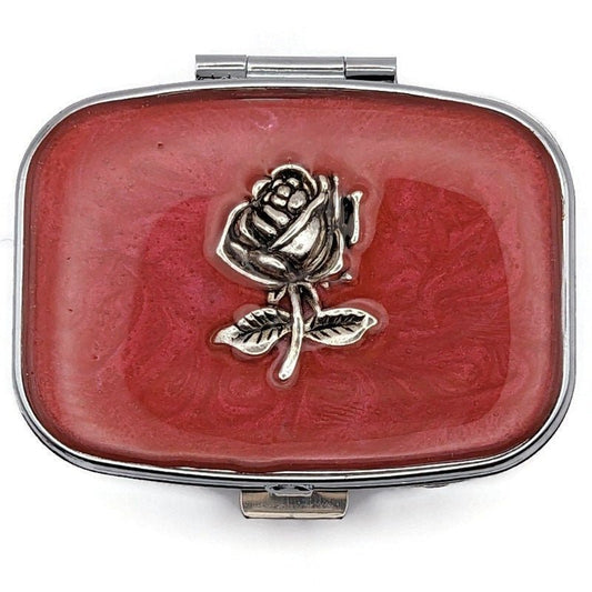 Red Rose Pill Box - Tilted Trinket Designs