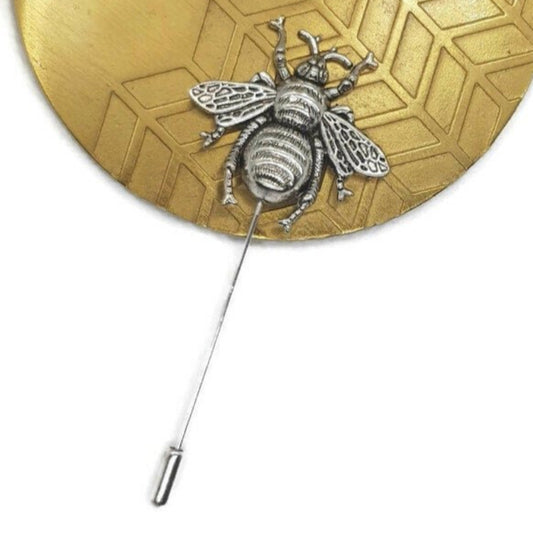 Buy Online Unique and High Quality Silver Bee Lapel Pin / Brooch Brooch - Tilted Trinket Designs