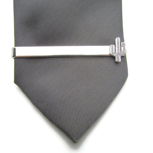 Buy Online Unique and High Quality Silver Cactus Tie Clip Tie Clip - Tilted Trinket Designs