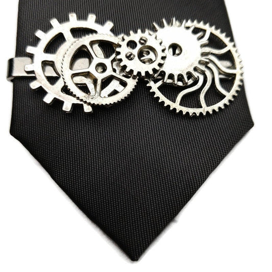 Buy Online Unique and High Quality Silver Clockwork Tie Clip Pill Box - Tilted Trinket Designs