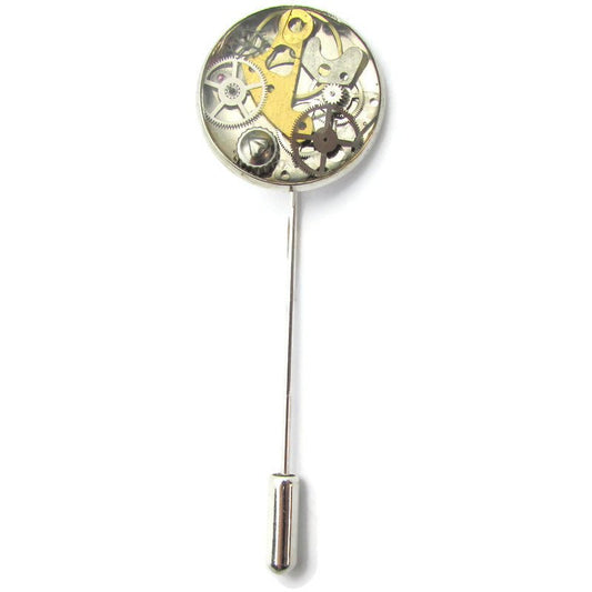 Buy Online Unique and High Quality Silver Resin Watch Parts Brooch / Stick Pin Brooch - Tilted Trinket Designs