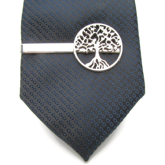 Silver Tree of Life Tie Clip, Forest Nature Theme Accesory, Nature Gift for Him, Gift for Him Accessory, Oak Woods Tree Tie Clip, Woodland - Tilted Trinket Designs