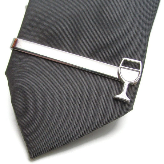 Silver Wine Glass Tie Clip - Tilted Trinket Designs