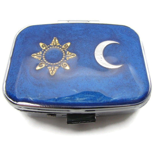 Sun and Moon Pill Box, Mint Case - Tilted Trinket Designs